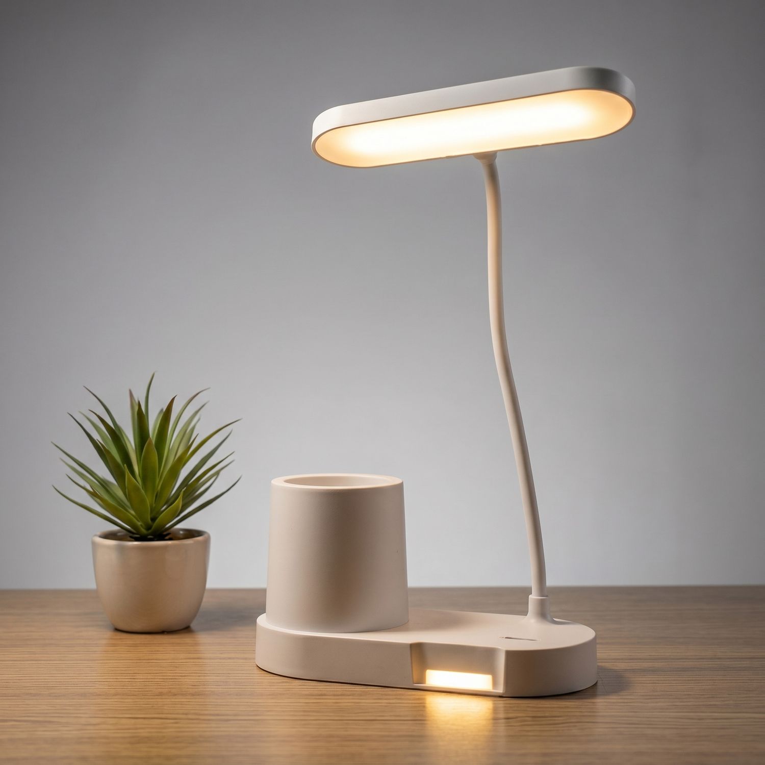 Stylish LED Table Lamp with Pen Holder - Rectangular